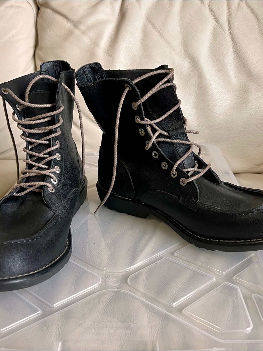 Timberland Men’s Black Leather Lace-Up Boots Size 11M